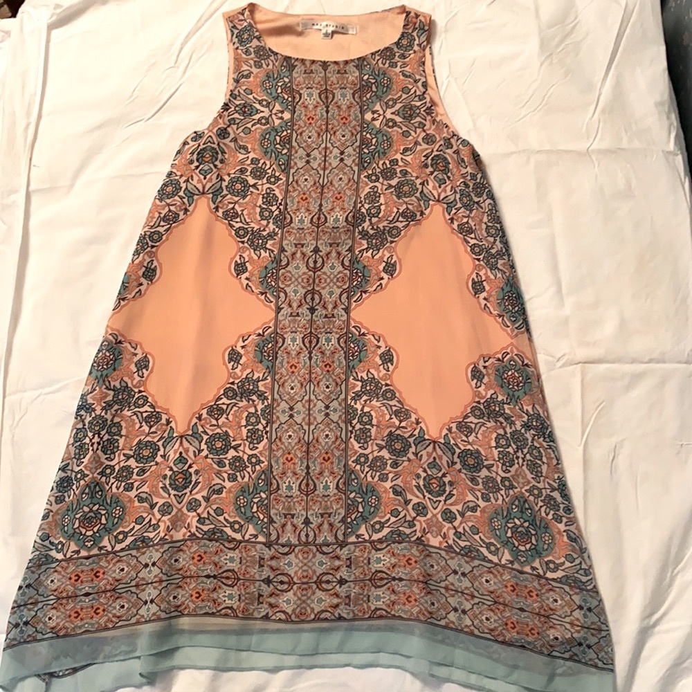Max Studio, dress,peach/green print size S